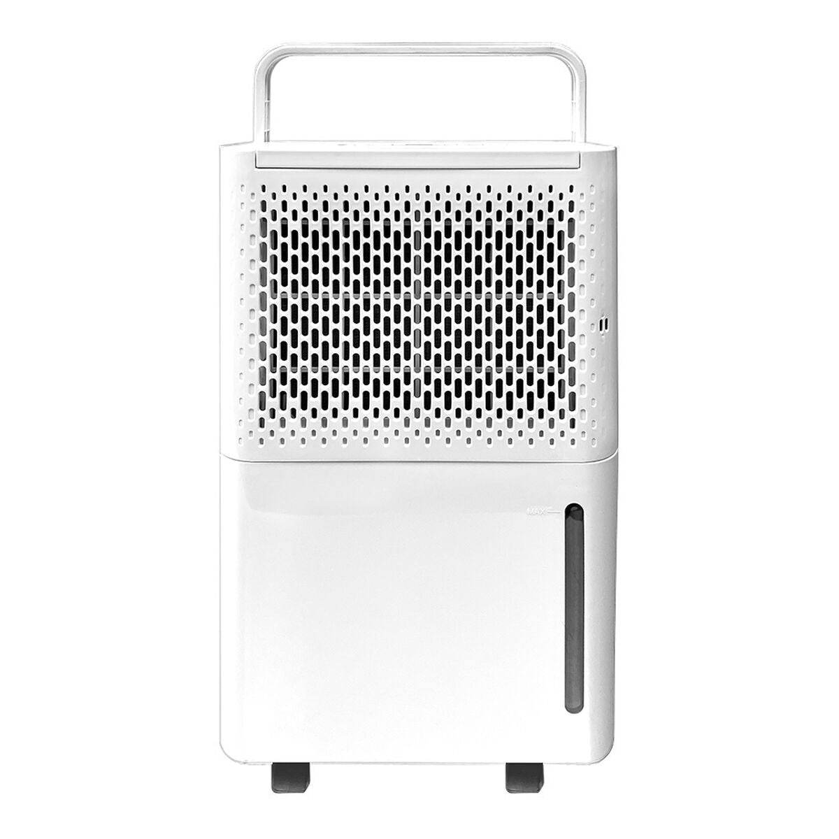 A front view of the Dehumidifier EDM 07416 showing the perforated grid, lower solid section, and integrated handle.