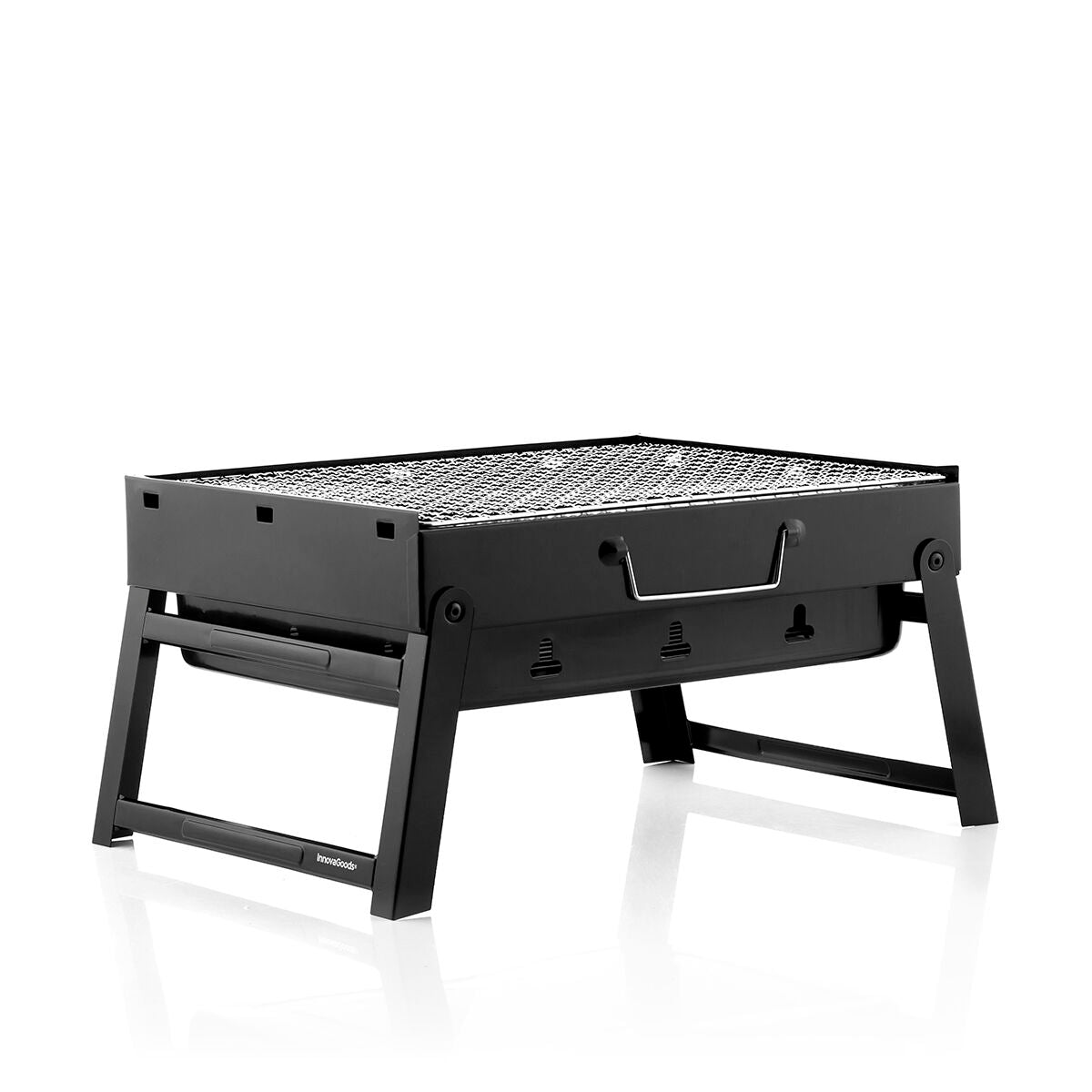 A clean product shot of the grill assembled and ready for use, highlighting its form and design.