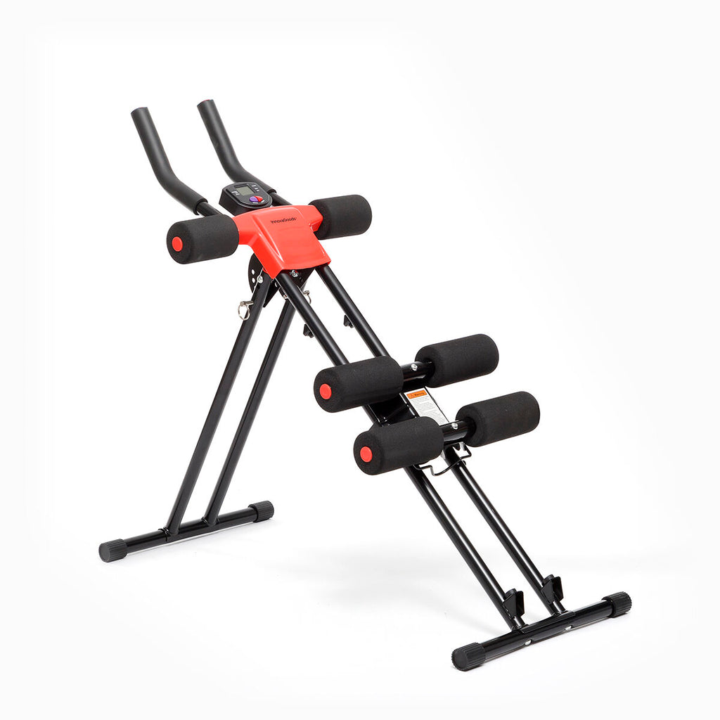 Another angle of the Folding Abdominal Machine, displaying the InnovaGoods branding. It emphasizes the product's simple yet functional design with a digital counter at the top.