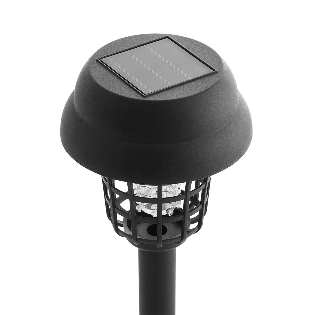 Close-up detail shot of the lamp’s solar panel and grid structure, highlighting its eco-friendly power source.