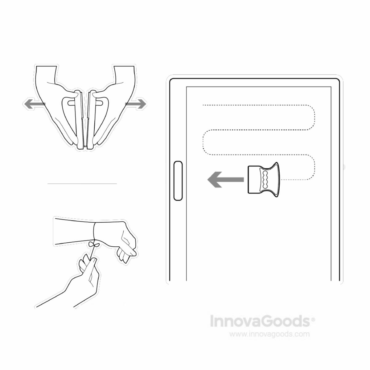 Simple instructional illustration showing how to use the Magnetic Window Cleaner on glass. Includes diagrammatic directions and hand positioning.