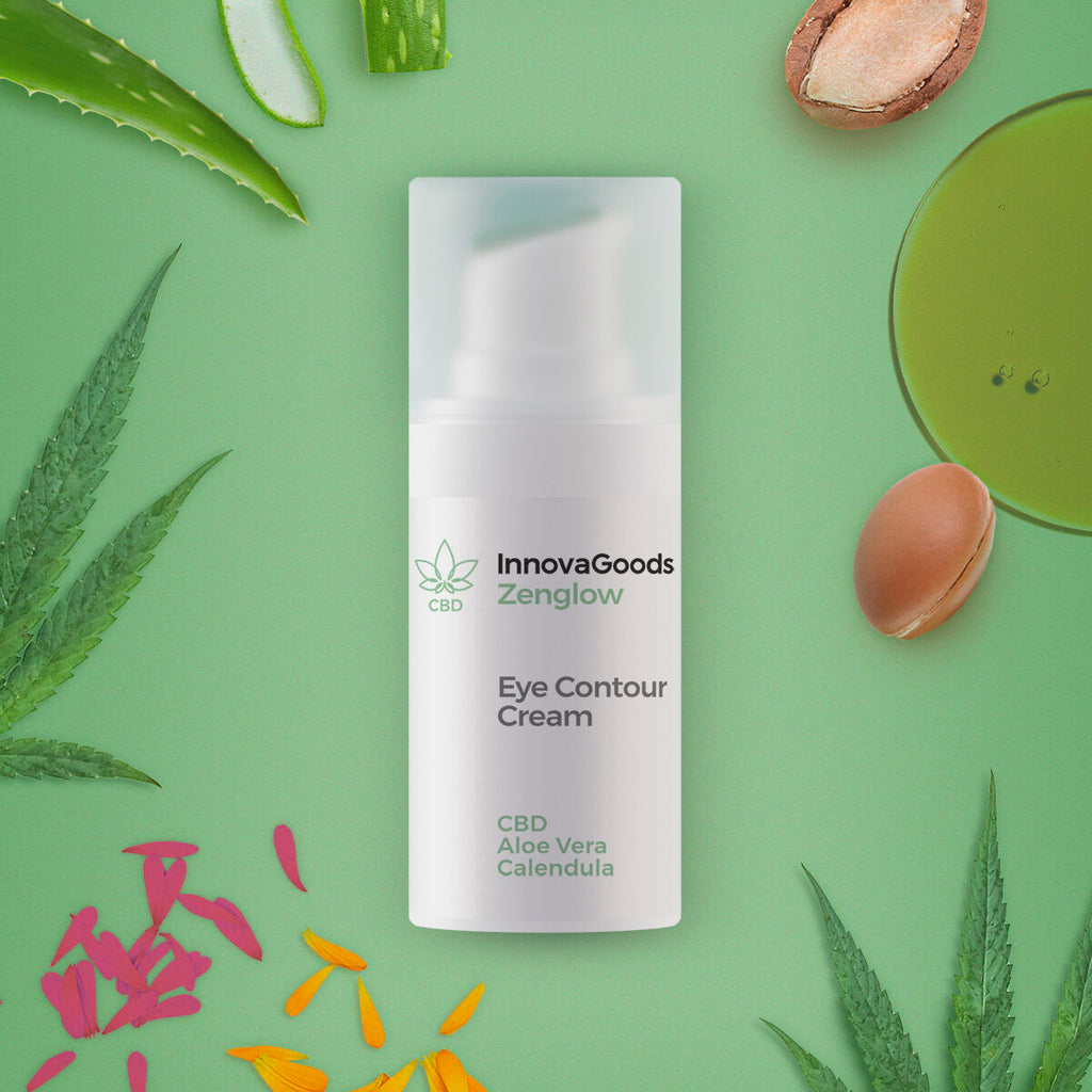 Close-up of the bottle surrounded by ingredients such as aloe leaf, seeds, and green liquid, emphasizing natural composition.