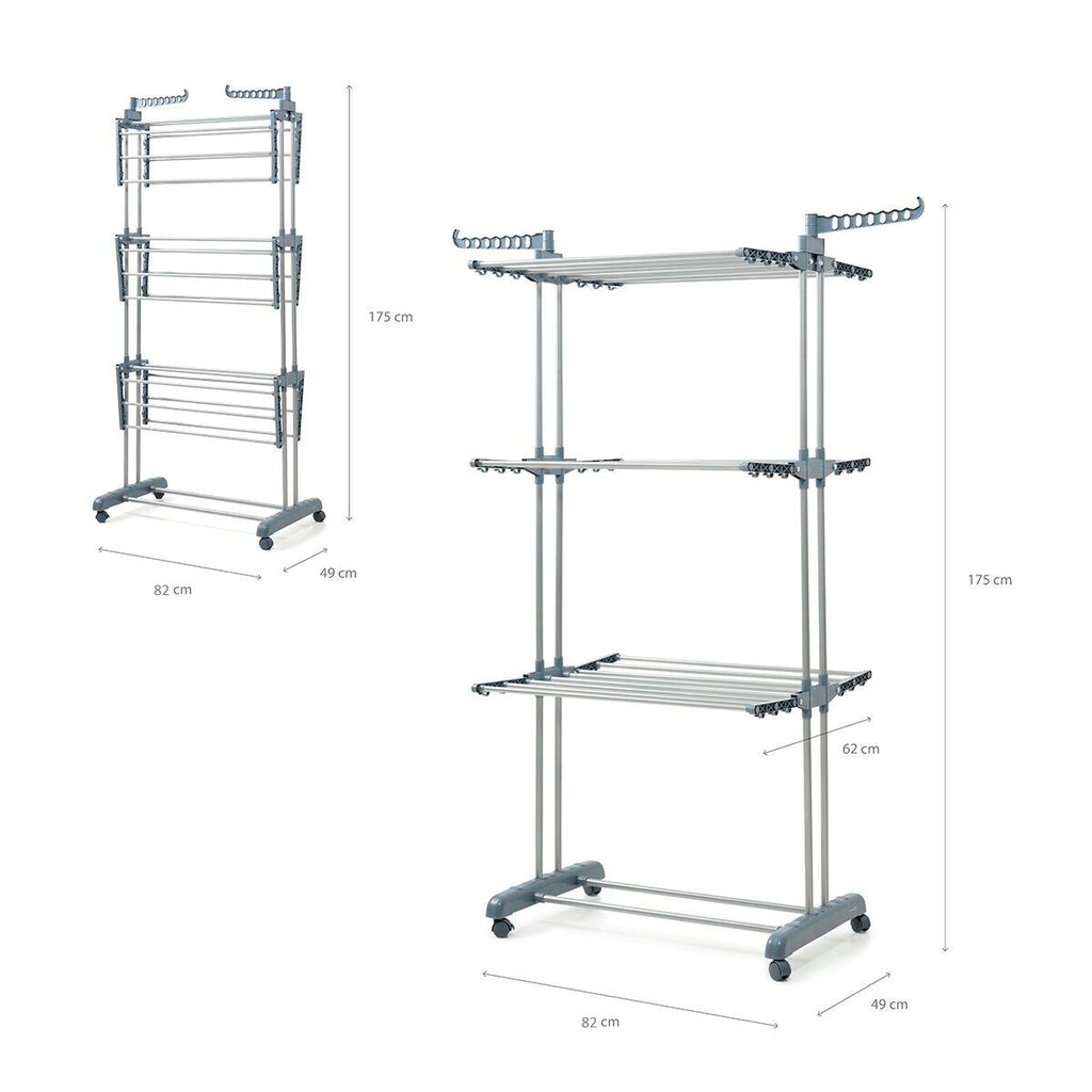 A detail image displaying the product's dimensions and structure against a white background, illustrating its size and multi-tier capabilities.
