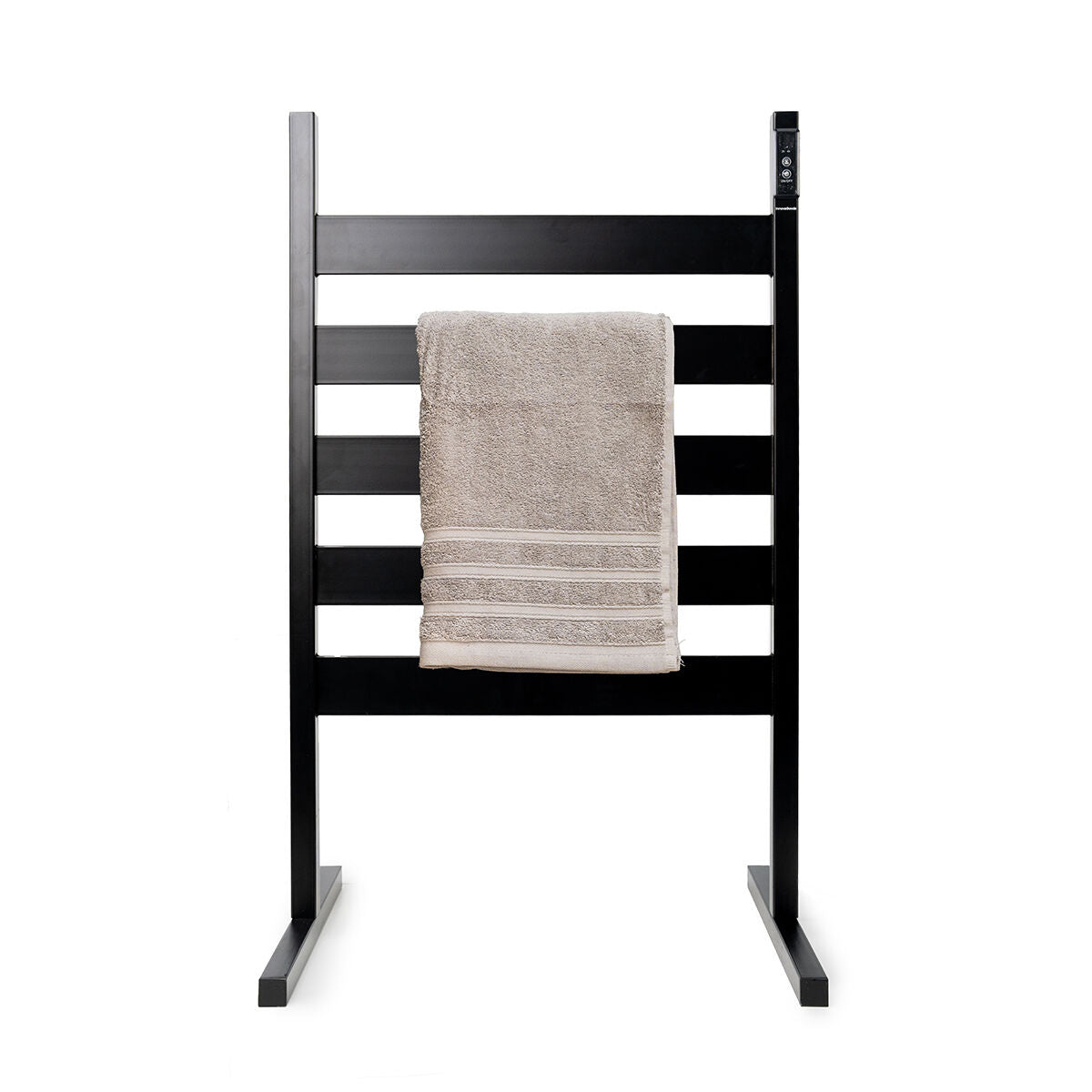 Product with towels hanging, emphasizing its function and design.