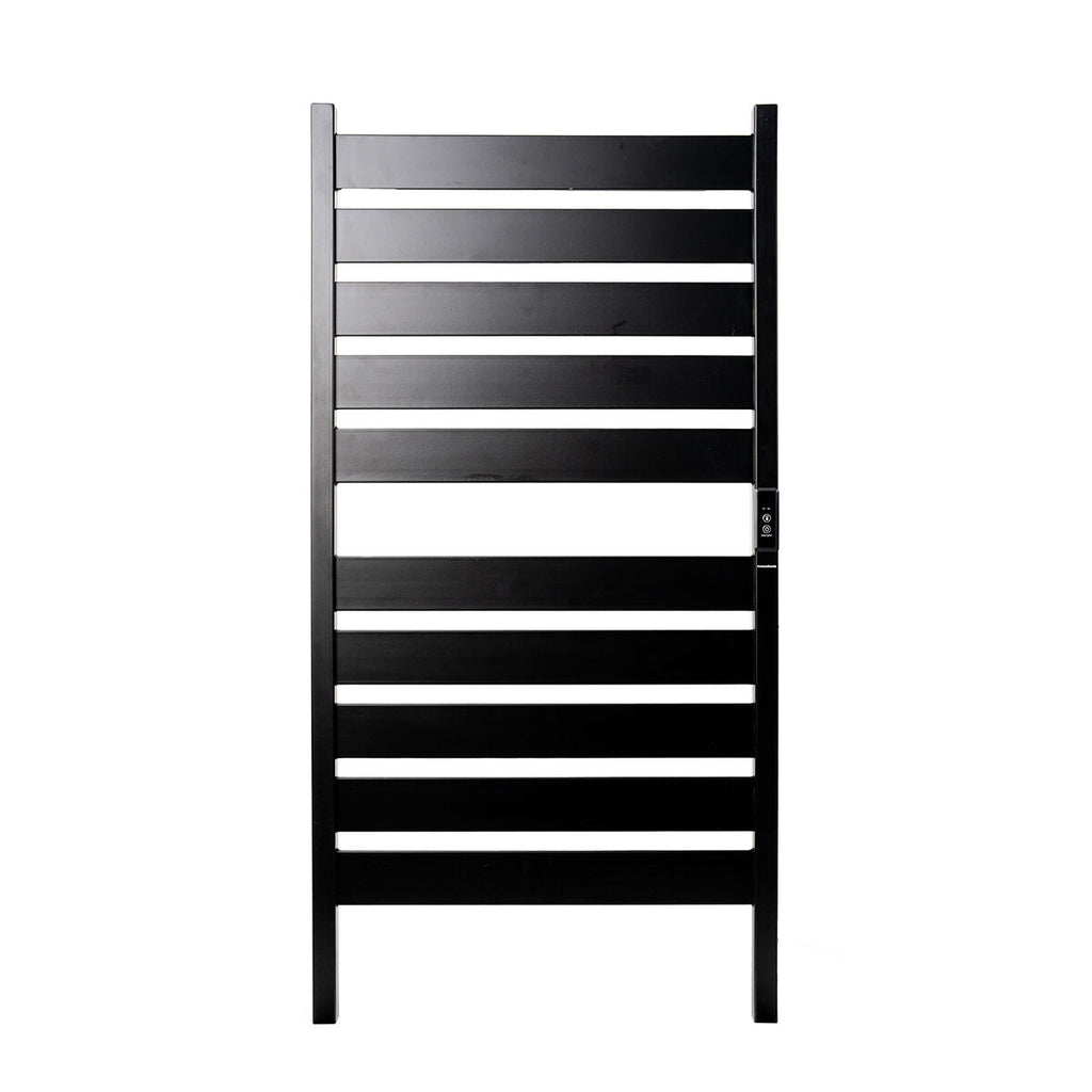 A frontal view of the towel rail showing its full length and design, suitable for both wall and floor positioning.