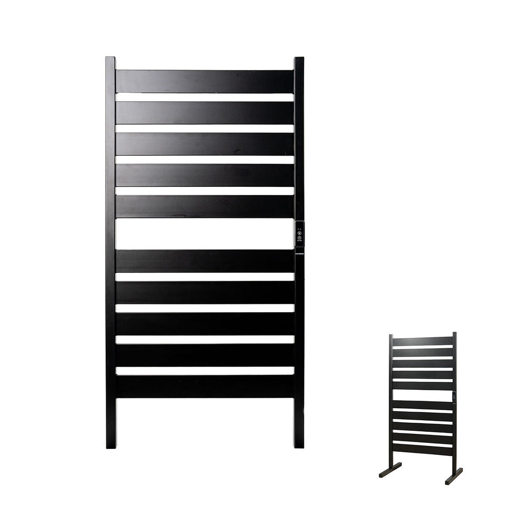 A combined view of the towel rail in both wall-mounted and floor-standing positions, demonstrating versatility.