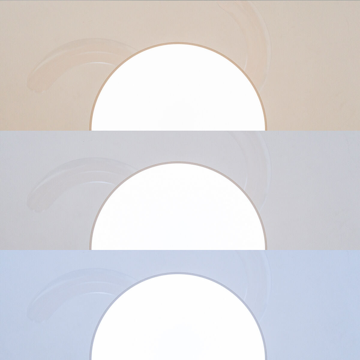 Detailed shot of lighting options showing different color temperatures of the LED light.