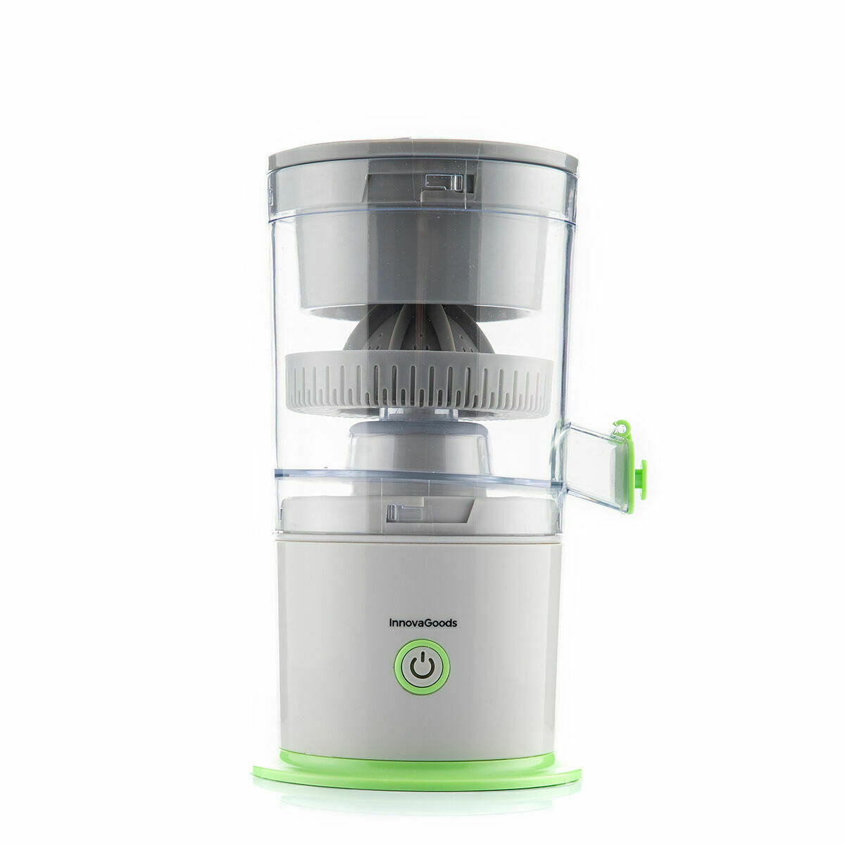 Clean product shot of the juicer on a white background displaying the juicer’s form and buttons.