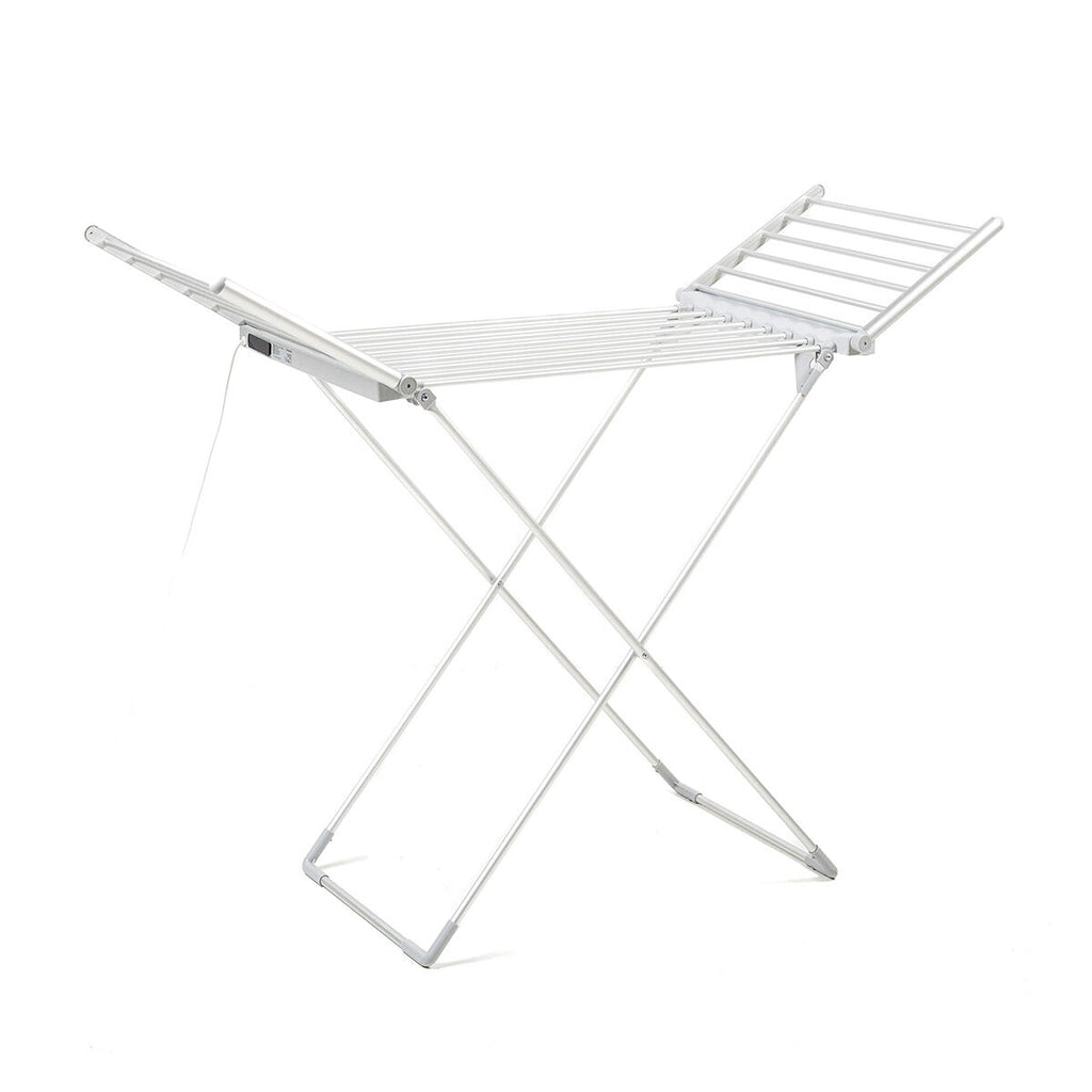 A clean product shot of the fully extended dryer against a white background, emphasizing its minimalist and functional design.