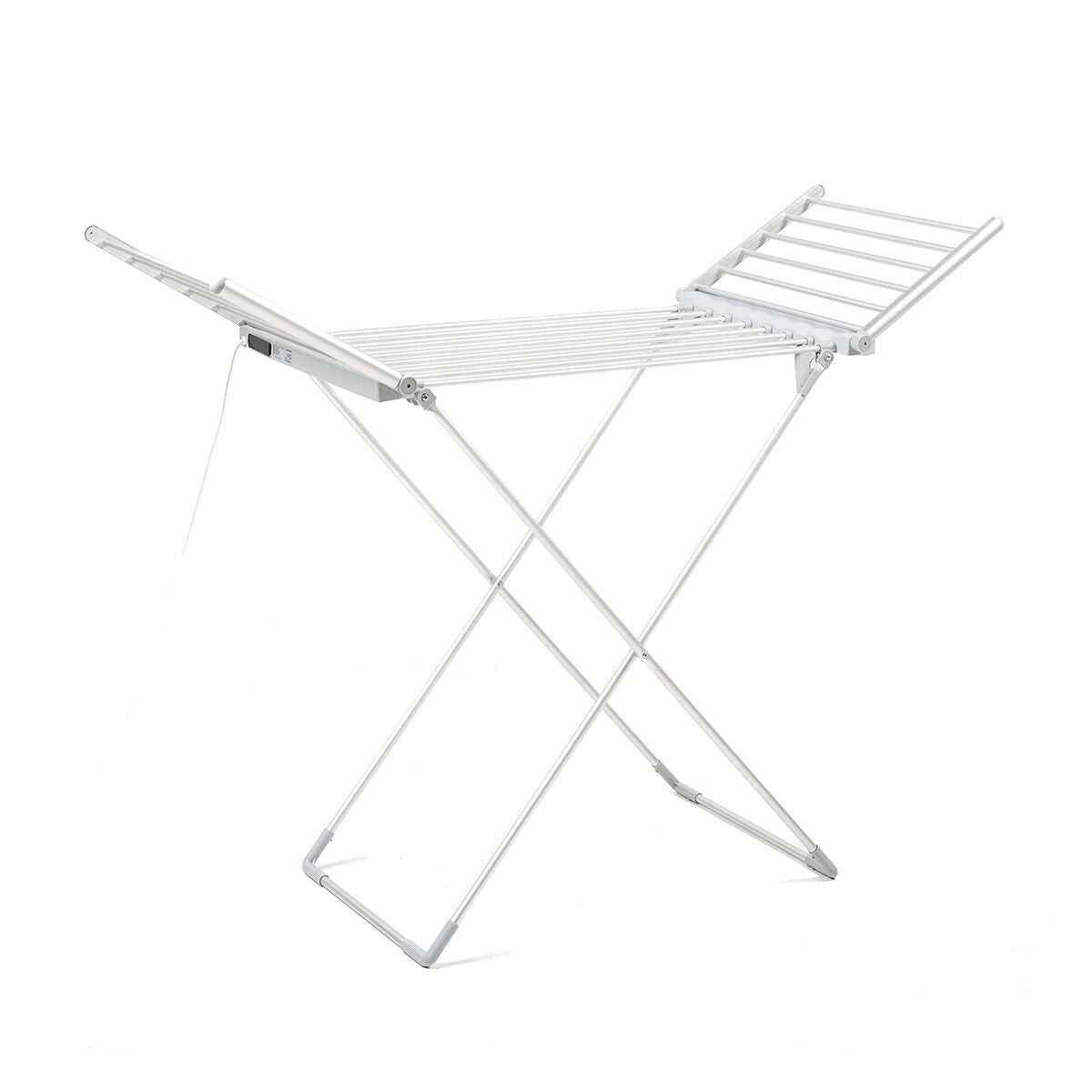 A clean product shot of the fully extended dryer against a white background, emphasizing its minimalist and functional design.